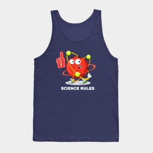 cartoon atom character mascot with the number 1 one sports fan hand glove SCIENCE rules Tank Top